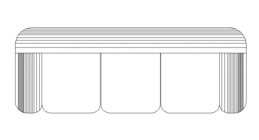 CAd drawings details of  top view of sofa three seater   
